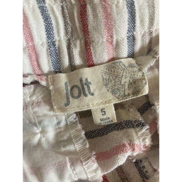 Jolt Small Orange Blue Striped Linen Shorts Beach Vacation Drawstring Boho - Picture 6 of 7